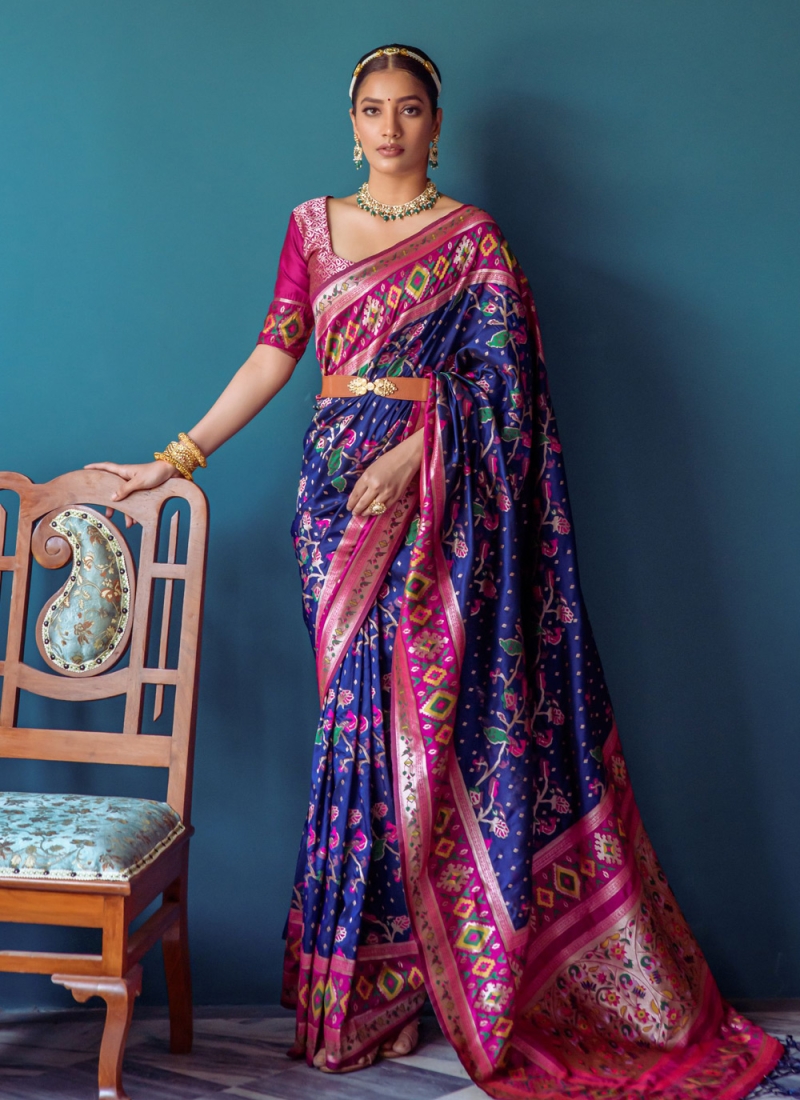 Rose Pink Woven Banarasi Silk Saree With Blouse – Rushini