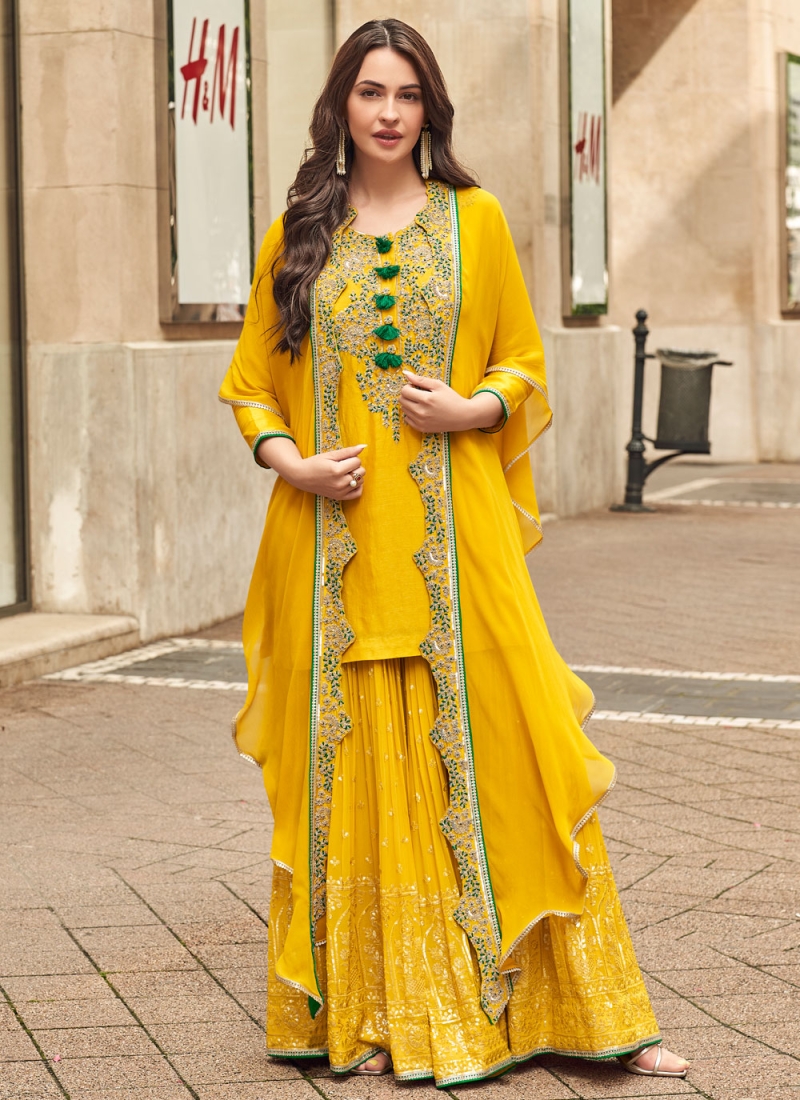 Yellow Ceremonial Readymade Salwar Kameez