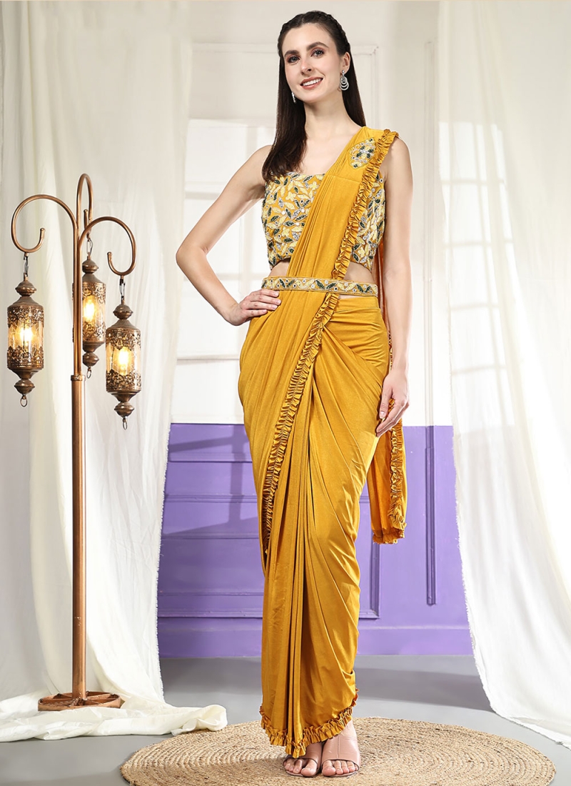 Yellow Color Trendy Saree